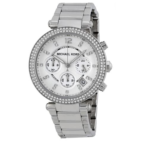 michael kors watches parker chronograph stainless steel watch|Michael Kors chronograph watch silver.